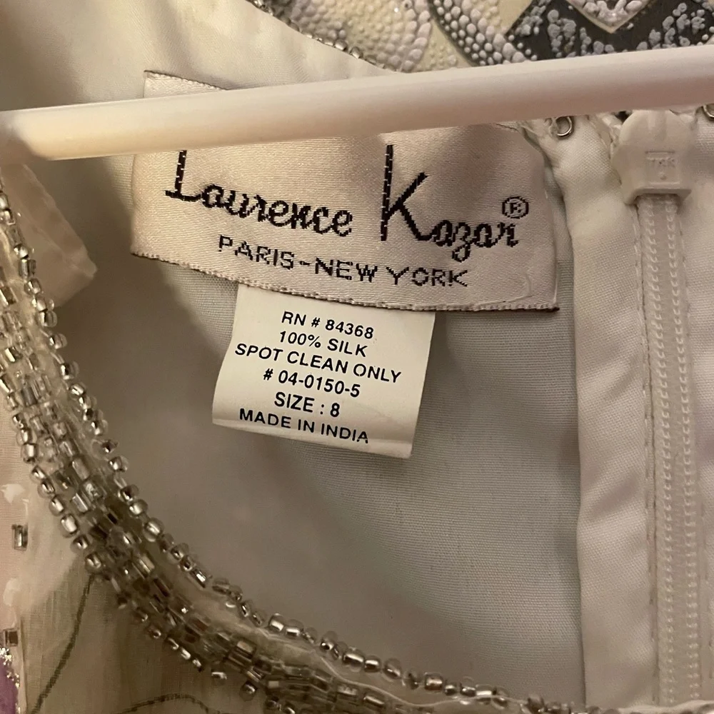 Laurence Kazar Ivory Beaded  Size 8. Full length. dress. New VINTAGE - Picture 8 of 16